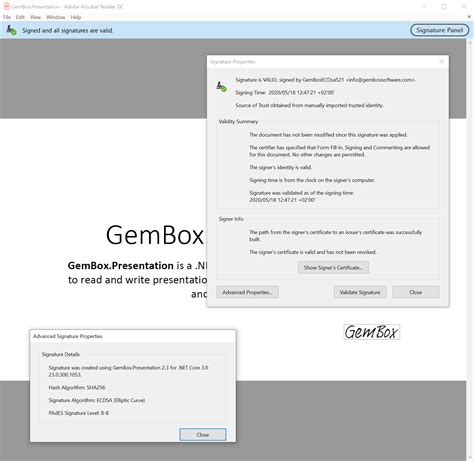 PDF Digital Signature GemBox.Presentation Example