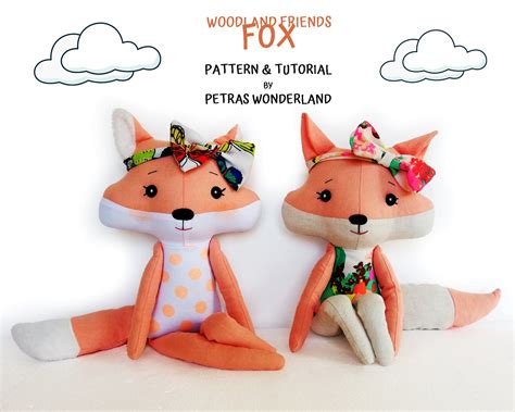 PDF Fox Sewing Pattern & Tutorial DIY Forest Animal Stuffed Etsy in