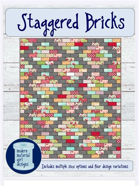 PDF PATTERN Staggered Bricks Quilt..4 Design Variations Etsy