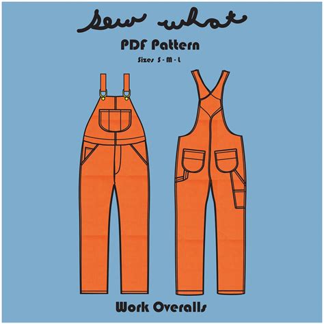 PDF Pattern Work Overalls SML Etsy
