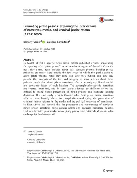 PDF Promoting pirate prisons exploring the intersections