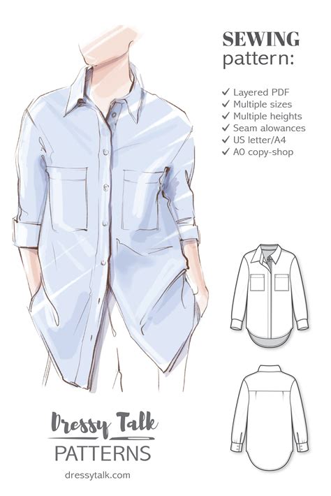 PDF Sewing Pattern for Woman Woman Shirt Pattern PDF Shirt Pattern