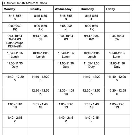 PE Schedules in Elementary Schools Maine Principals