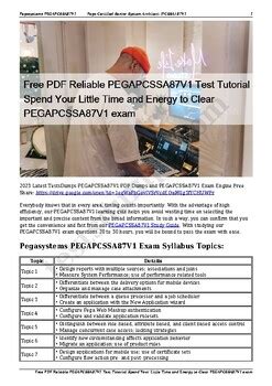 PEGAPCSSA87V1 Tests