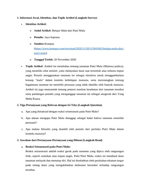 Pelajaran Malu dari Putri Malu | PDF | Sains - wintechmobiles.com