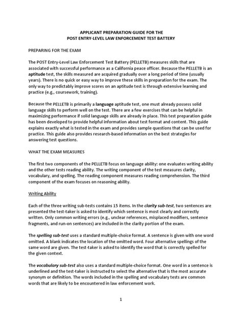 PELLET B Written Practice Test PDF Community Policing Test