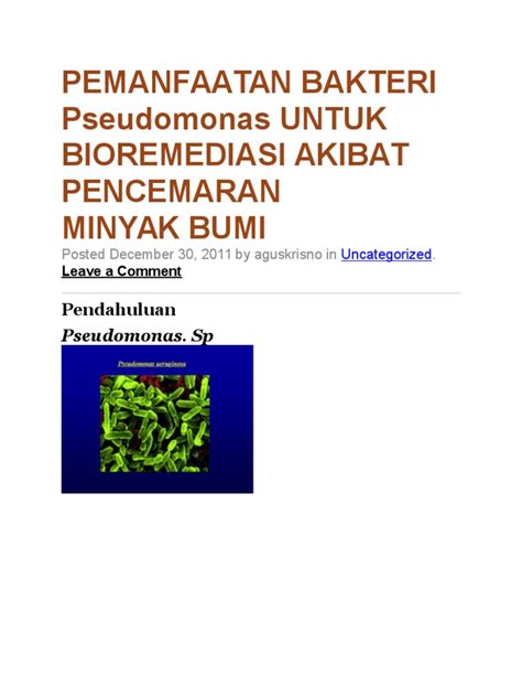 PEMANFAATAN BAKTERI Pseudomonas UNTUK … - raincitystudios.com