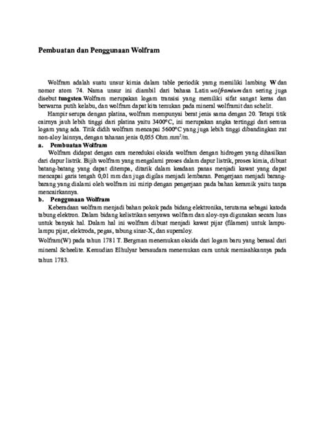 Pembuatan dan Penggunaan Wolfram - wintechmobiles.com
