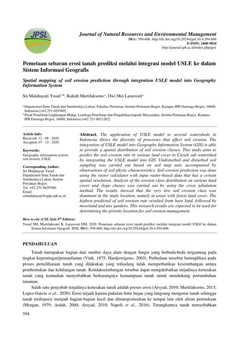 Pemetaan sebaran erosi tanah prediksi melalui integrasi model ... - IPB - wintechmobiles.com