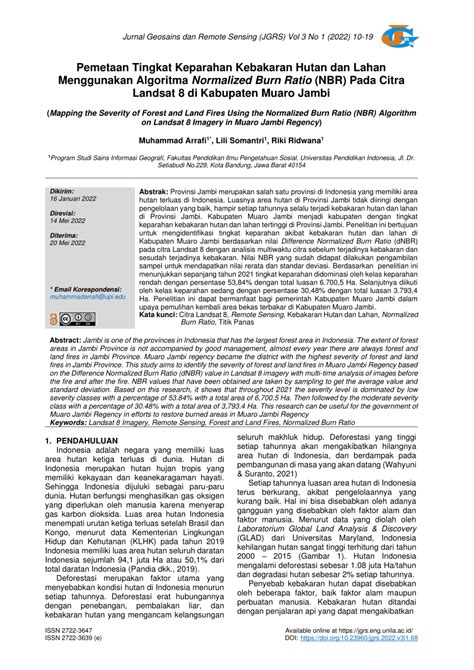 Pemetaan Tingkat Keparahan Kebakaran Hutan dan Lahan ... - Unila - wintechmobiles.com