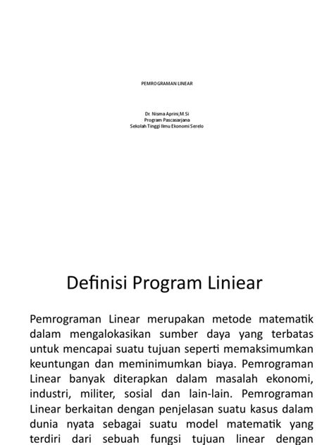 Pemrograman Linear: Metode Optimasi Sumber Daya - wintechmobiles.com