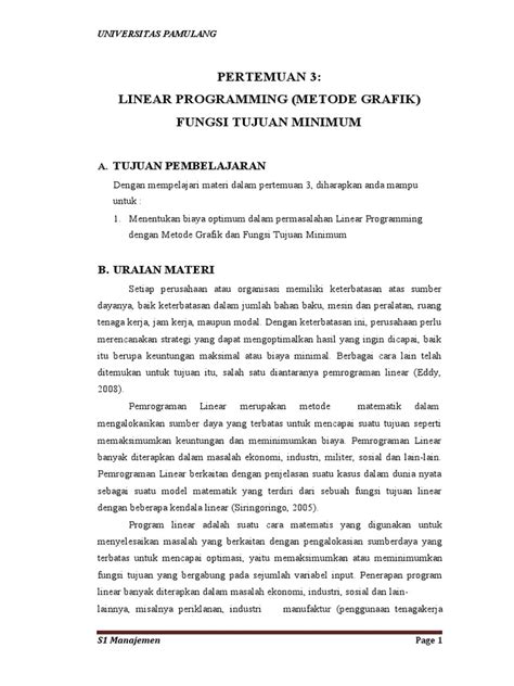 PEMROGRAMAN LINEAR DENGAN FUNGSI TUJUAN - wintechmobiles.com