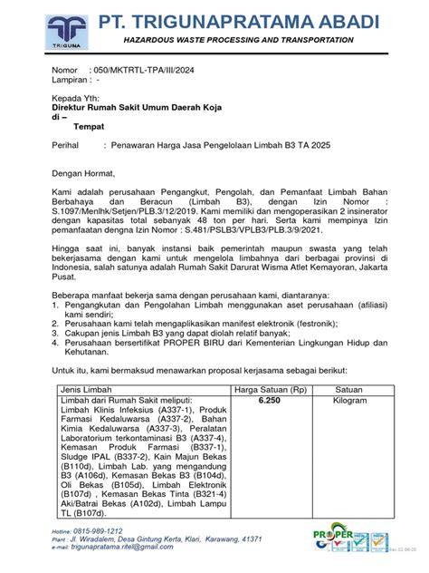Penawaran Jasa Pengelolaan Limbah B3 | PDF - Scribd - raincitystudios.com