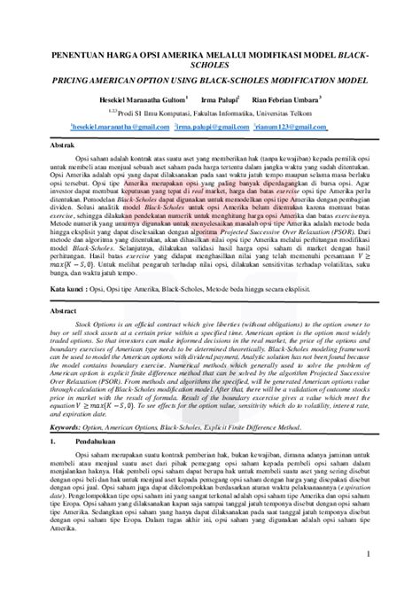 Penentuan Harga Opsi Amerika Melalui Modifikasi Model Black-scholes - wintechmobiles.com