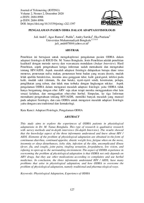 Pengalaman Pasien ODHA dalam Adaptasi Fisiologis - muktibox.com