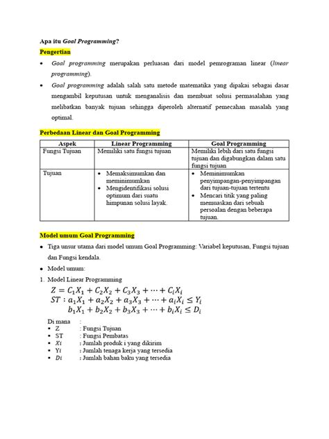 Pengantar Goal Programming dalam Riset | PDF - wintechmobiles.com