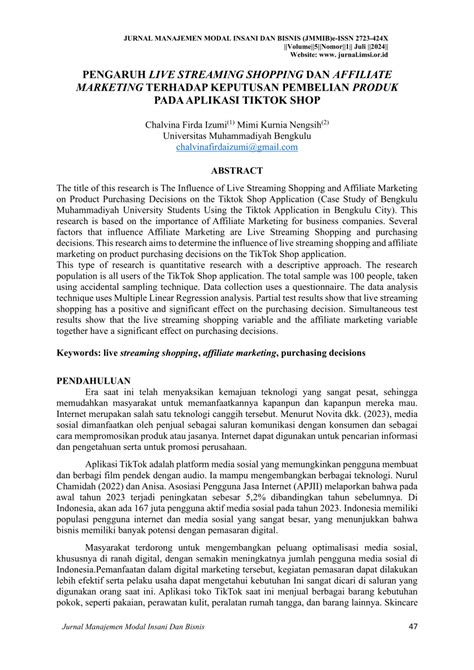 Pengaruh Affiliate Marketing dan Live Streaming terhadap Keputusan ... - wintechmobiles.com