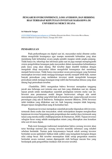 Pengaruh Overconfidence, Herding Bias, Loss Aversion dan Regret ... - wintechmobiles.com