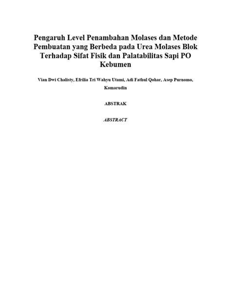PENGARUH PENAMBAHAN LEVEL MOLASES TERHADAP … - raincitystudios.com