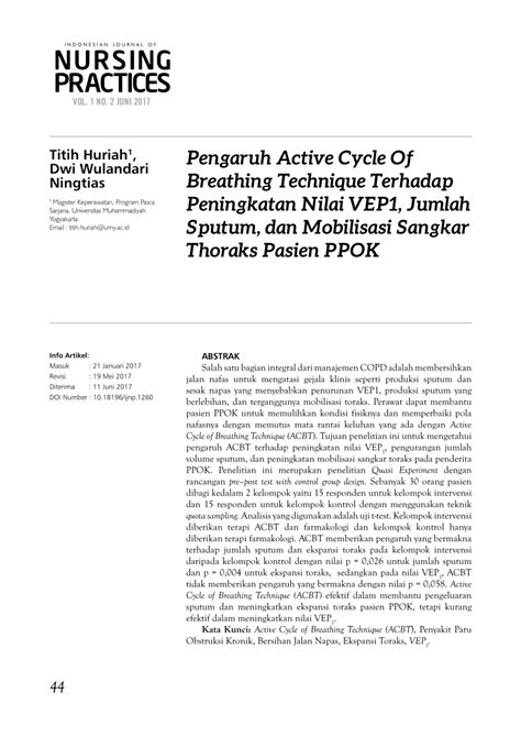 Pengaruh Pernafasan active cycle of breathing terhadap peningkatan ... - wintechmobiles.com