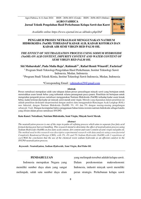PENGARUH PROSES NETRALISASI MENGGUNAKAN NATRIUM … - wintechmobiles.com