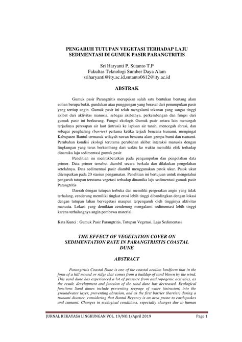 PENGARUH TUTUPAN VEGETASI TERHADAP LAJU SEDIMENTASI DI GUMUK PASIR ... - wintechmobiles.com
