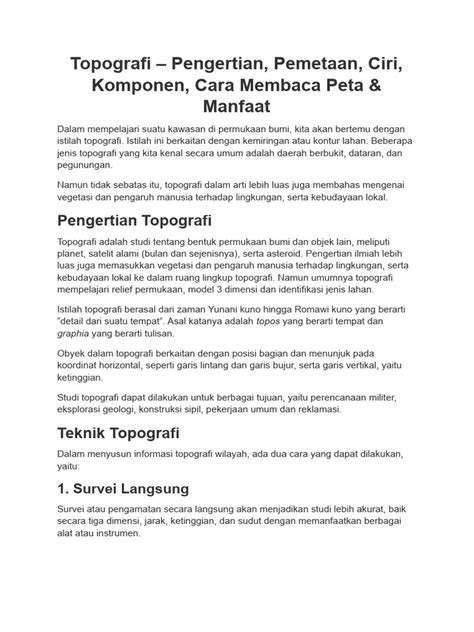 Pengertian dan Manfaat Topografi | PDF | Sains - wintechmobiles.com
