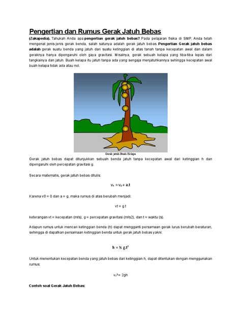 Pengertian Gerak Jatuh Bebas - Ciri Ciri , Rumus dan … - wintechmobiles.com
