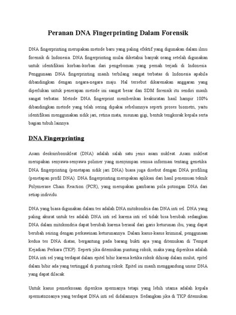 Peran DNA Fingerprinting dalam Forensik - muktibox.com