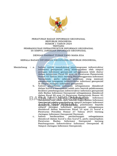 PERATURAN BADAN INFORMASI GEOSPASIAL - wintechmobiles.com