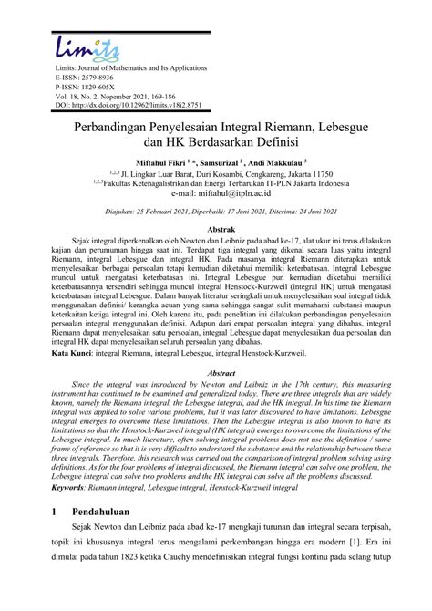 Perbandingan Penyelesaian Integral Riemann, Lebesgue dan H K ... - wintechmobiles.com