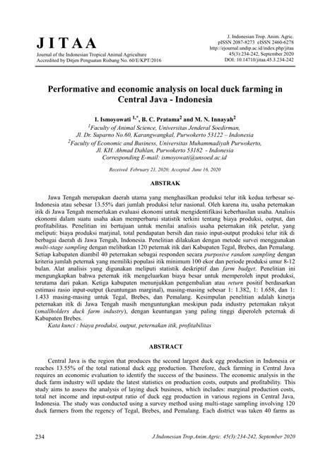 Performative and economic analysis on local duck farming in Central ... - raincitystudios.com