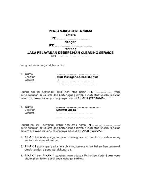 Perjanjian Kerja Sama Cleaning Service | PDF - Scribd - raincitystudios.com