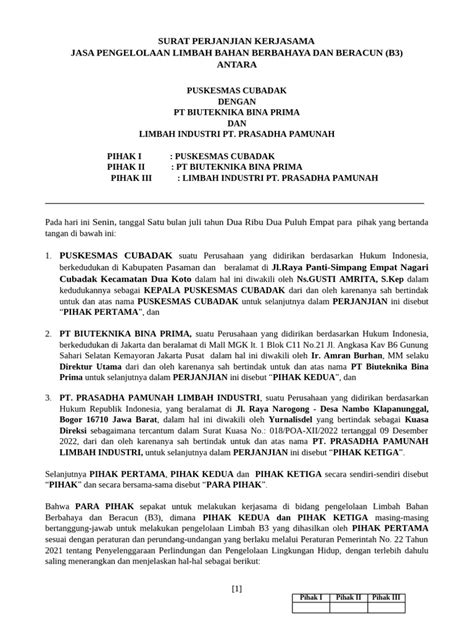 Perjanjian Kerjasama Pengelolaan Limbah | PDF - raincitystudios.com