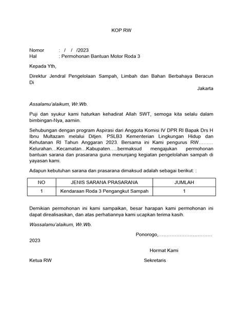 Permohonan Bantuan Motor Sampah - raincitystudios.com