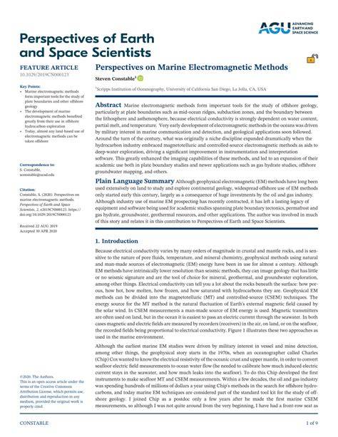 Perspectives on Marine Electromagnetic Methods - raincitystudios.com