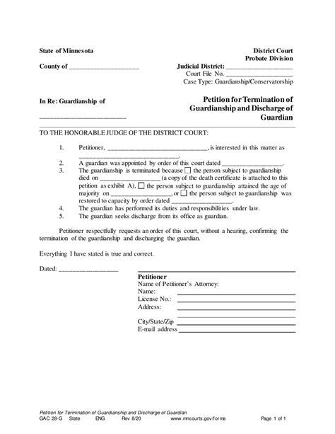 PETITION FOR TERMINATION OF GUARDIANSHIP AND /OR …