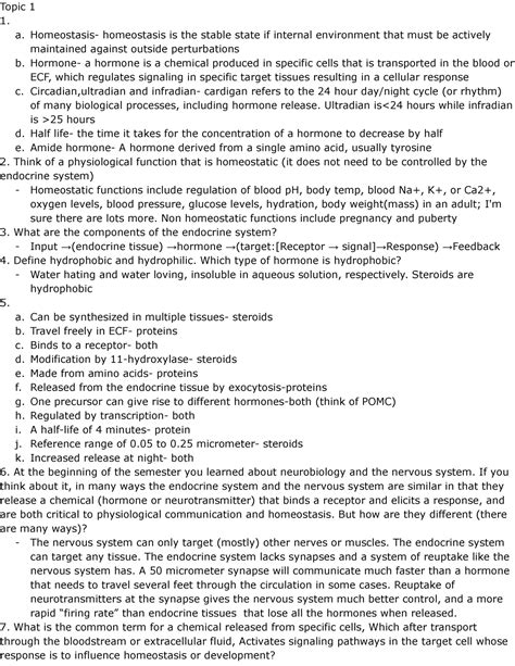 PGY lecture endocrine - Topic 1 1. a. Homeostasis- homeostasis is …