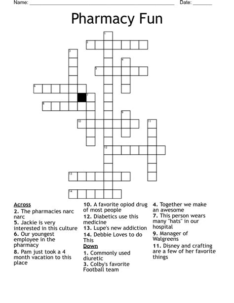 PHARMACY FUN CROSSWORD WordMint