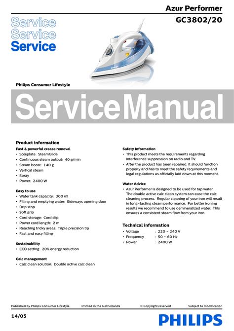 PHILIPS GC3802/20 SERVICE MANUAL Pdf Download ManualsLib