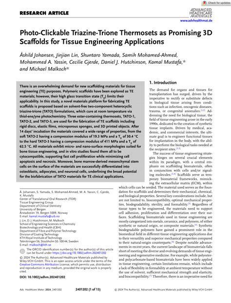 Photo-Clickable Triazine-Trione Thermosets as Promising 3D Scaffolds ... - wintechmobiles.com
