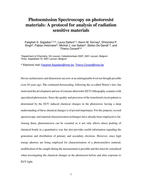 Photoemission Spectroscopy on photoresist materials: A protocol for ... - wintechmobiles.com