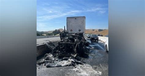 PHOTOS: Big rig catches fire in Marin, causes delays on Hwy 101