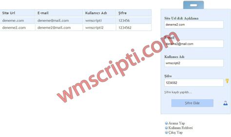 PHP Şifre Yönetim Scripti WM Scripti Scripti, script indir, php.