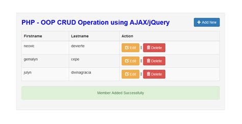 PHP - OOP CRUD Operation using AJAX/jQuery