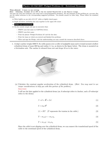 PHYS101 - Pledged Problem Set #8 - Rice University