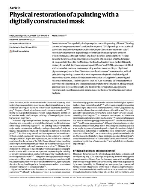 Physical restoration of a painting with a digitally ... - PubMed - muktibox.com