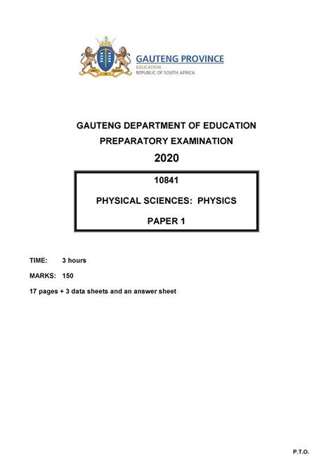 PHYSICAL SCIENCES P1 PHYSICS