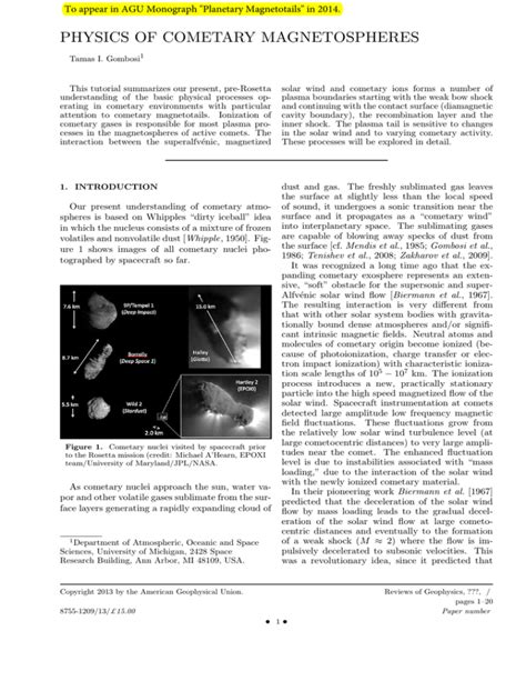 PHYSICS OF COMETARY MAGNETOSPHERES - lasp.colorado.edu - wintechmobiles.com