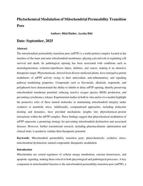 Phytochemical, Antioxidant and Mitochondrial Permeability Transition ... - raincitystudios.com
